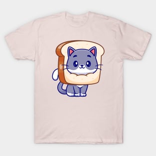 Cute Cat In Bread Cartoon T-Shirt